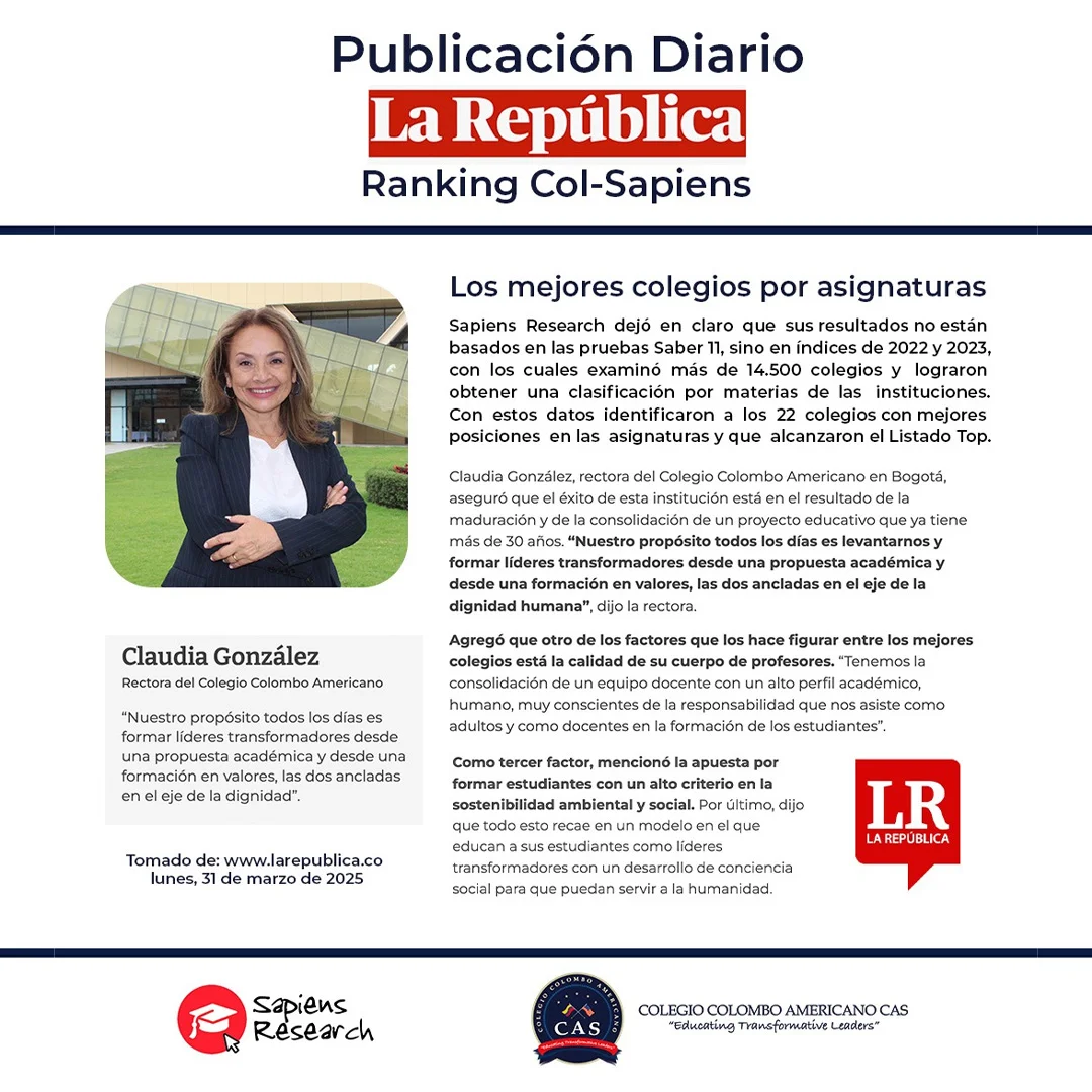 El Colegio Colombo Americano CAS de Bogotá aparece en el Diario La República